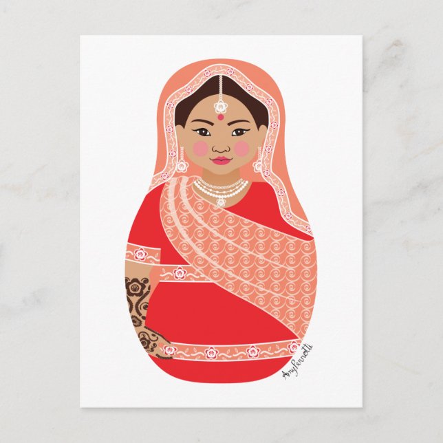 Indian (Red) Matryoshka Postcard (Front)
