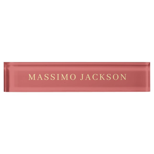 Indian Red Minimalist Plain Modern Aesthetic Look Desk Name Plate (Front)