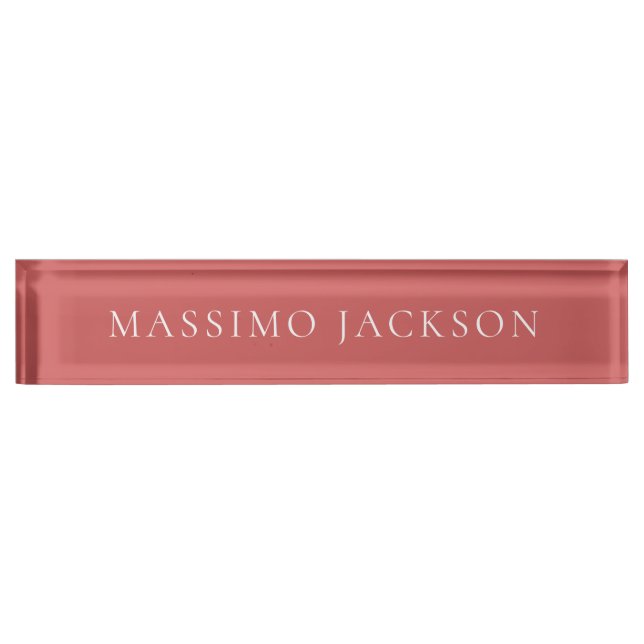 Indian Red Minimalist Plain Modern Aesthetic Look Desk Name Plate (Front)