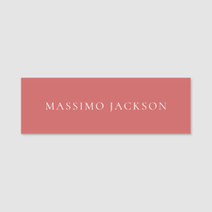 Indian Red Minimalist Plain Modern Aesthetic Look Name Tag