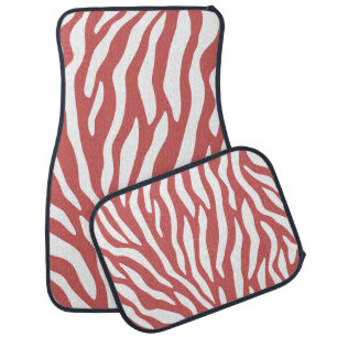 Indian red zebra print car floor mat