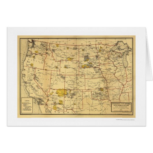Indian Reservation Map 1923 Cards (Front Horizontal)