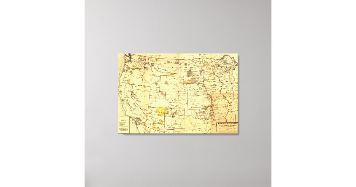 Indian Reservations West of the Mississippi Canvas Print | Zazzle