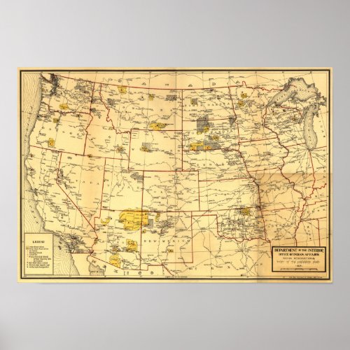 Indian Reservations West of the Mississippi Poster