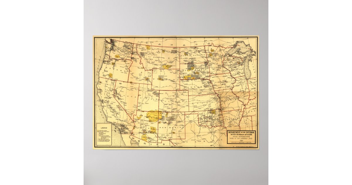 Indian Reservations West of the Mississippi Poster | Zazzle