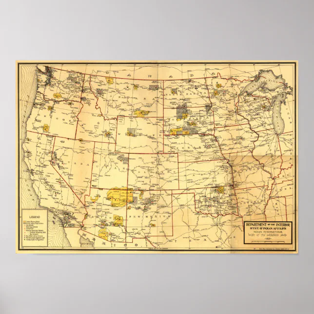 Indian Reservations West of the Mississippi Poster | Zazzle