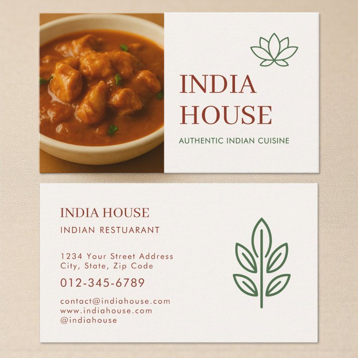 Indian Restaurant Catering Service Photo Business Card