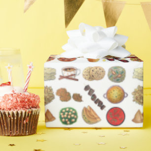 Indian Restaurant Foods Naan Dosa Samosa Aloo Gobi Wrapping Paper