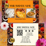 Indian Restaurant Qr Code Photo Social Media Business Card at Zazzle