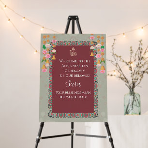 Indian Rice Ceremony Welcome Sign