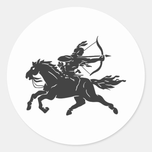 Indian riding horse _ Choose background color Classic Round Sticker