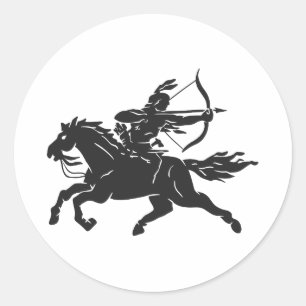 Indian riding horse - Choose background color Classic Round Sticker