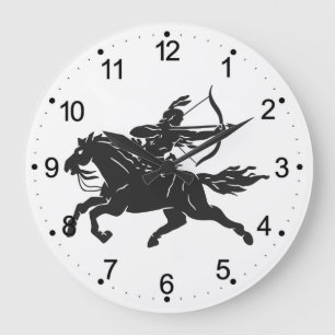 Indian riding horse - Choose background color Large Clock