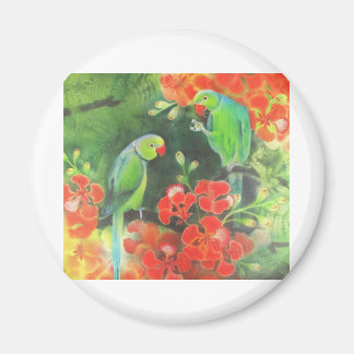 indian ring necks on a flamboyant tree magnet