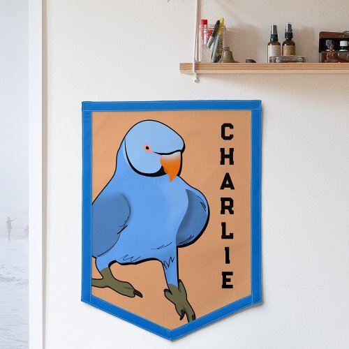 Indian Ringneck Blue Parrot Pet Bird Room Name Fun Pennant