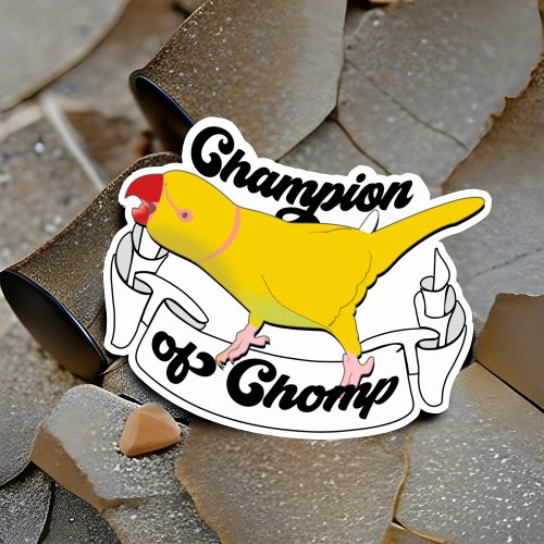 Indian Ringneck Funny Parrot Yellow Chomp Champion Sticker