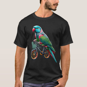 Indian Ringneck Parrot Bird Riding Bike Biker T-Shirt