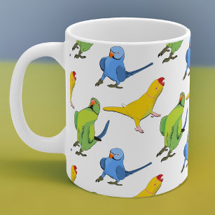 Indian Ringneck Parrot Pattern Playful Pet Birds Coffee Mug