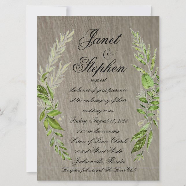 Indian River Flat Wedding Invitation (Front)