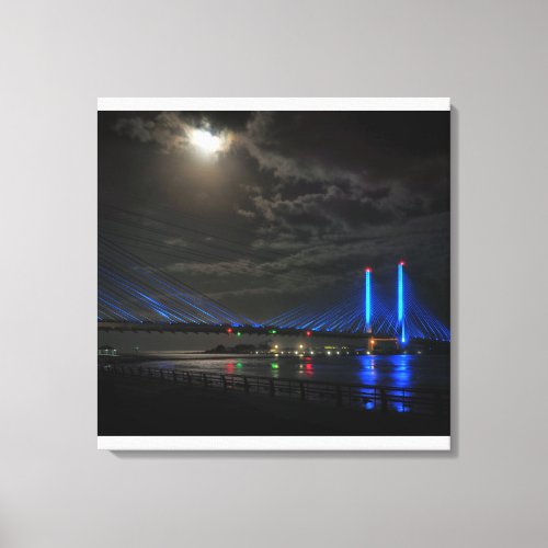 Indian River Inlet Bridge by the Light of the Moon Canvas Print