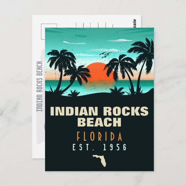 Indian Rocks Beach Florida Retro Sunset Souvenirs Postcard (Front/Back)
