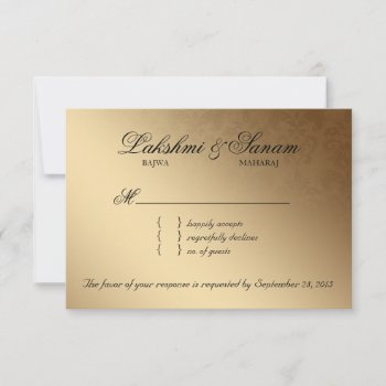 Indian Rsvp Wedding Reply Card Damask Baby Pink by WeddingShop88 at Zazzle