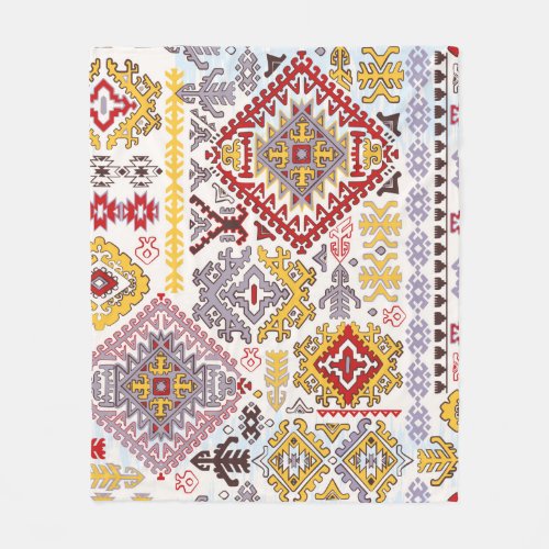 Indian rug paisley ornament pattern Ethnic Mandal Fleece Blanket