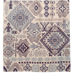 Indian rug: tribal ornament pattern. shower curtain