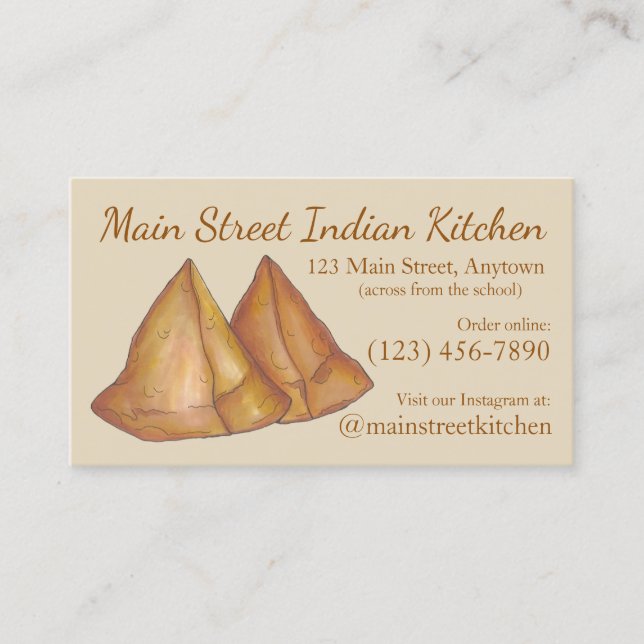 Indian Samosas Restaurant Food Cooking Chef Business Card (Front)