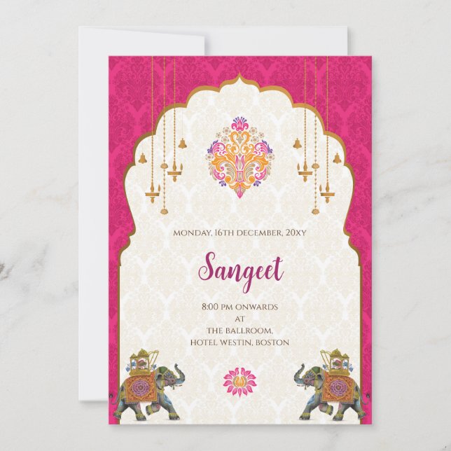 Indian Sangeet invitation & Indian wedding cards (Front)
