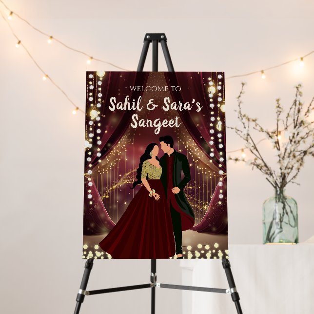 Indian Sangeet welcome Sign, Sangeet Welcome board (In Situ (Stand))