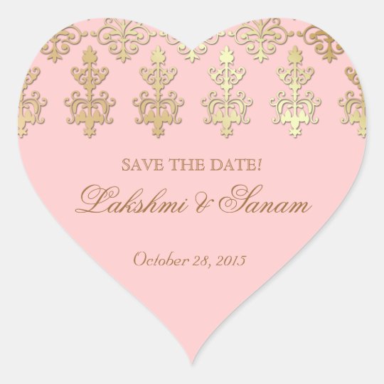 Indian Save Date Wedding Sticker Pink Heart Zazzle Com