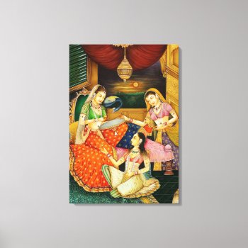 Indian Scene Painting Canvas Print by RetroAndVintage at Zazzle