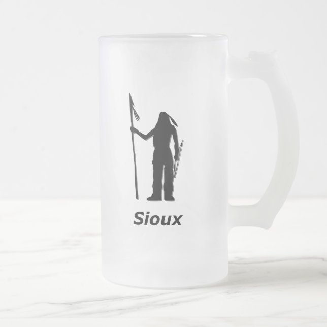 Indian Sioux Frosted Glass Beer Mug (Right)