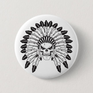 Indian Skull Chief Pinback Button
