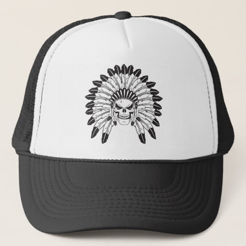 Indian Skull Chief Trucker Hat