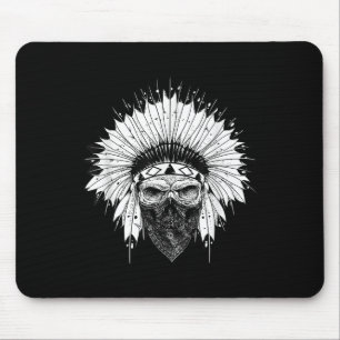 Indian Skull Rag , Native American Tattoo, Zany Br Mouse Pad