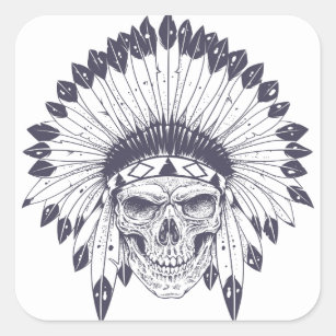 Vintage Indian warrior skull Sticker