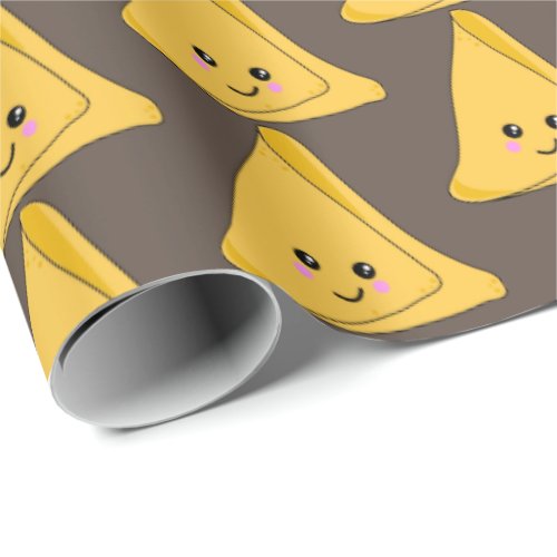 Indian Snack Samosa Cute Kawaii Food Patterned Wrapping Paper