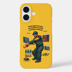 Indian Software Engineer Coder Playing Cricket URM iPhone 16 Case