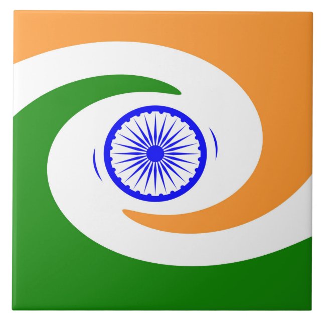 Indian spiral flag ceramic tile (Front)