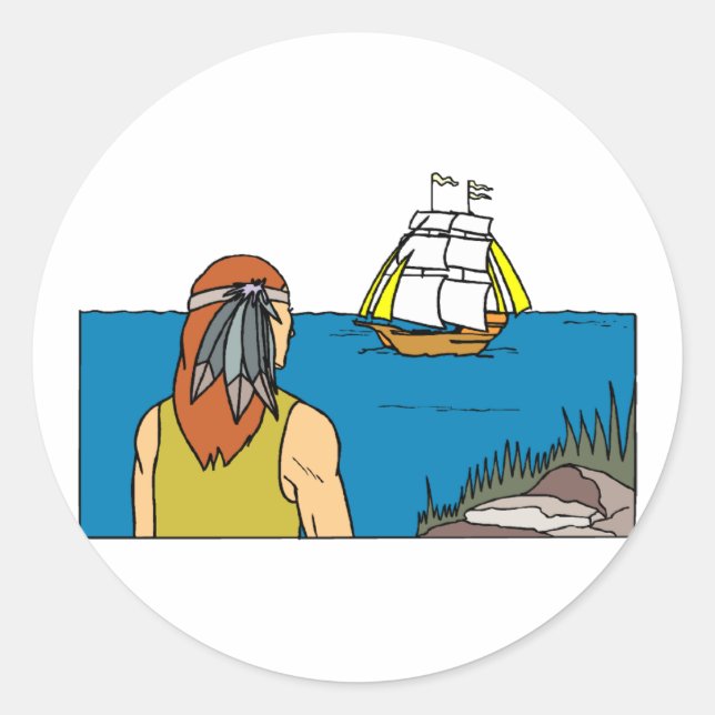 Indian Spots Mayflower Classic Round Sticker (Front)