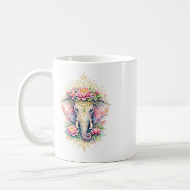 Indian Spring - Elephant with Flowers Coffee Mug (Left)