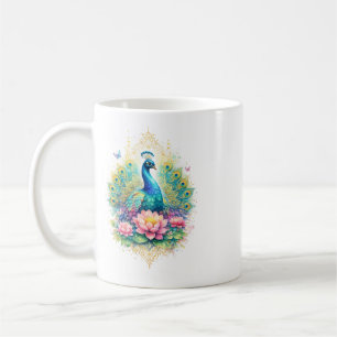 Indian Spring - Peacock with Lotus Coffee Mug