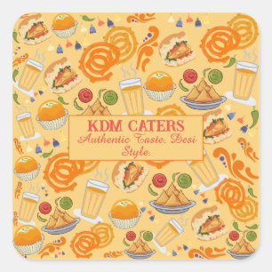 Indian Street Food Pattern Colorful Festive Chai Square Sticker