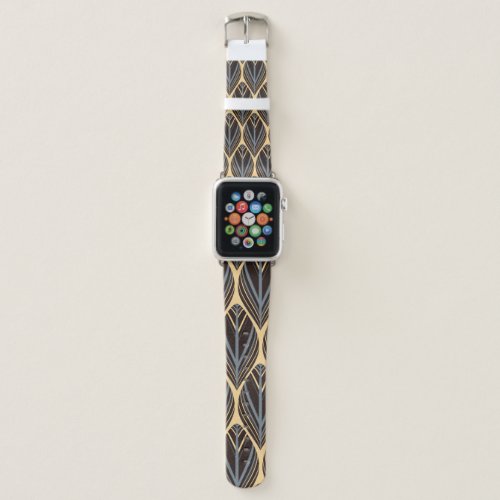 indian style feathers seamless pattern in silver i apple watch band