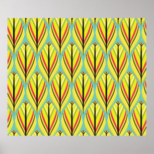 indian style feathers seamless pattern in yellow b poster