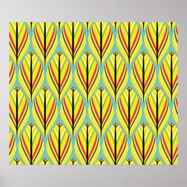 indian style feathers seamless pattern in yellow b poster (Front)