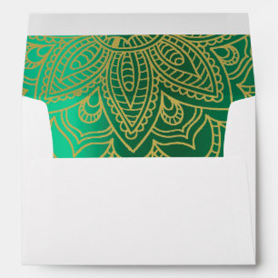 Indian Style Green Gold Color Elegant Wedding Envelope