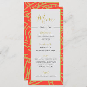 Indian Style Orange Gold Color Chic Wedding Menu